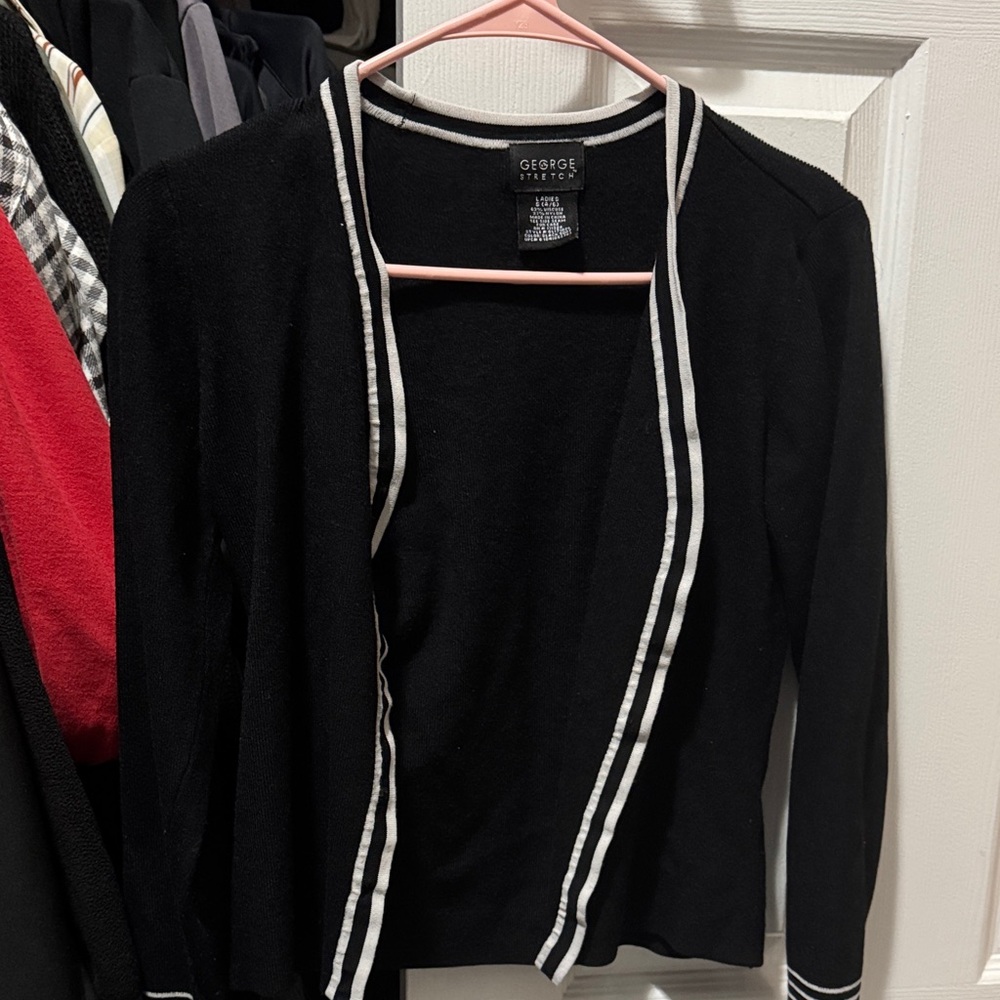George Women's Black Cardigan with White Trim